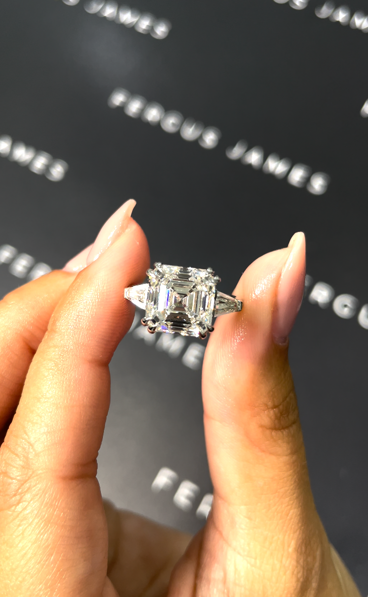 5 Carat Lab-Grown Trilogy Engagement Ring - Asscher Diamond