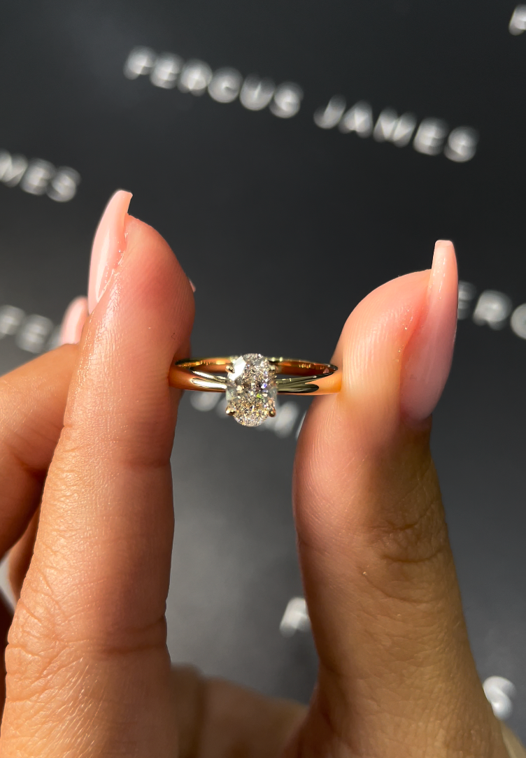 0.5 Carat Natural Solitaire Engagement Ring - Oval Diamond