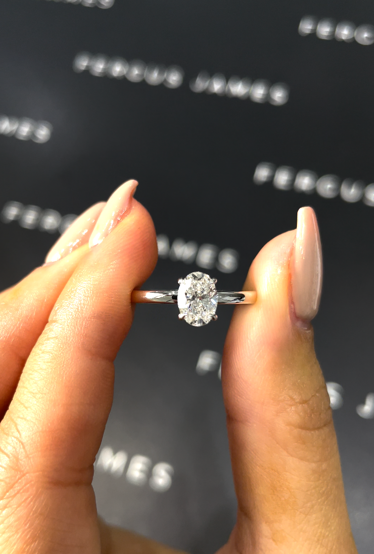 0.5 Carat Natural Solitaire Engagement Ring - Oval Diamond