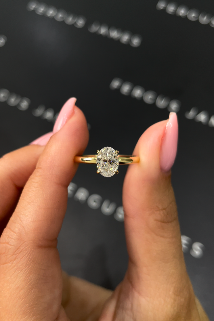1 Carat Natural Solitaire Engagement Ring - Oval Diamond