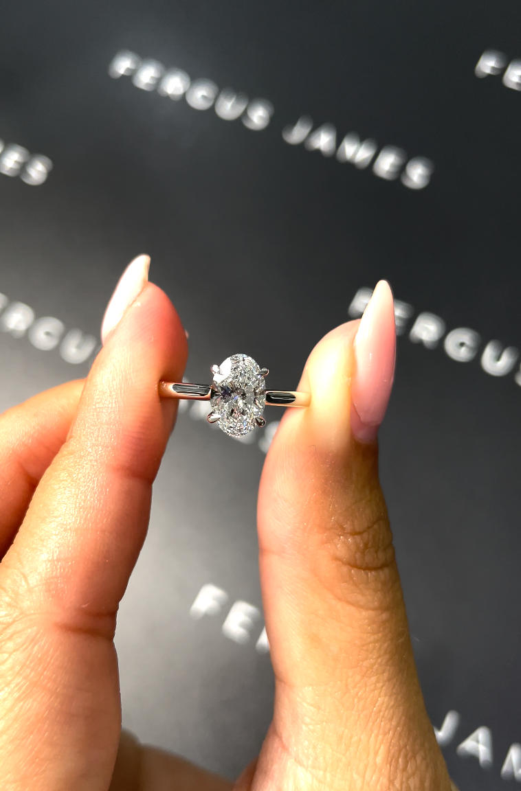 1 Carat Natural Solitaire Engagement Ring - Oval Diamond