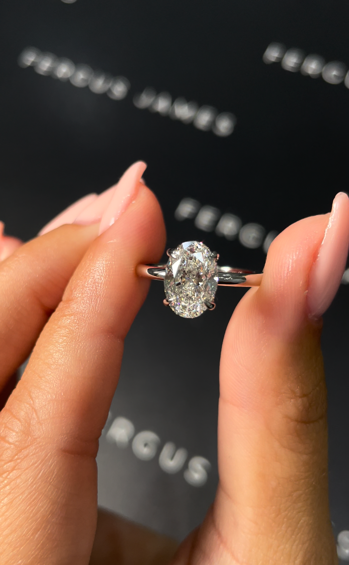 1.5 Carat Natural Solitaire Engagement Ring - Oval Diamond