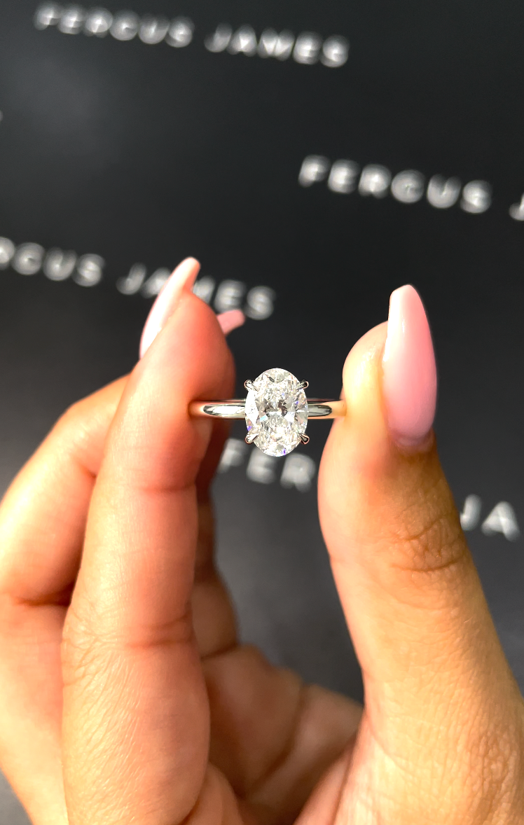 1.5 Carat Natural Solitaire Engagement Ring - Oval Diamond