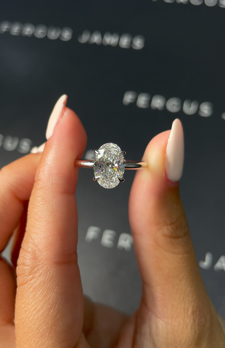 2 Carat Natural Solitaire Engagement Ring - Oval Diamond