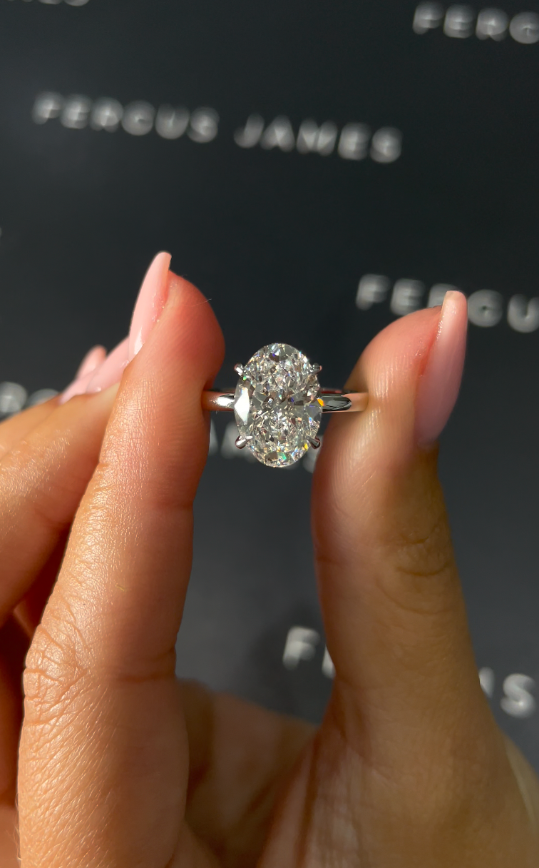 3 Carat Lab-Grown Solitaire Engagement Ring - Oval Diamond