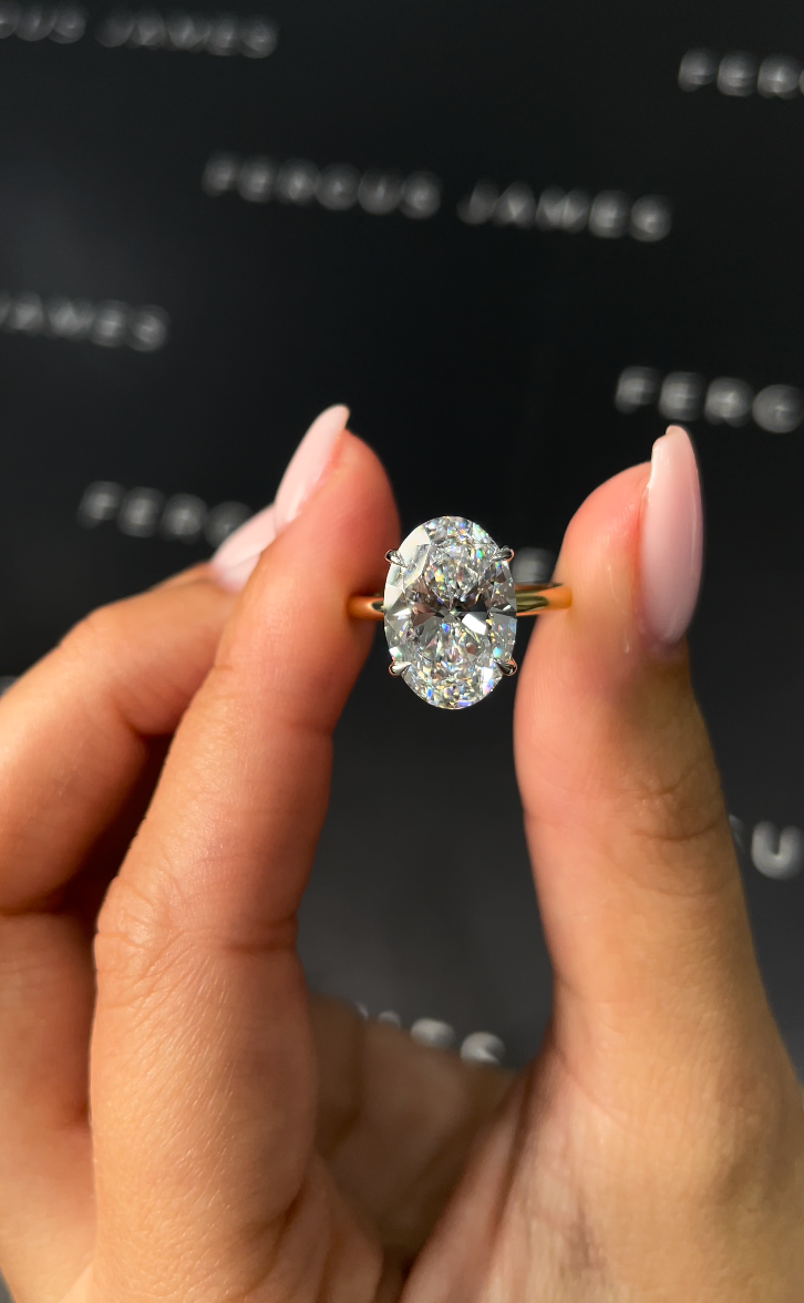 4 Carat Natural Solitaire Engagement Ring - Oval Diamond in 18k Yellow Gold Setting