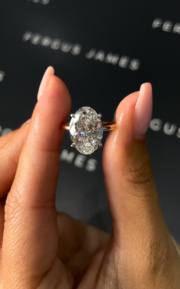 4.5 Carat Natural Solitaire Engagement Ring - Oval Diamond in 18k White Gold Setting
