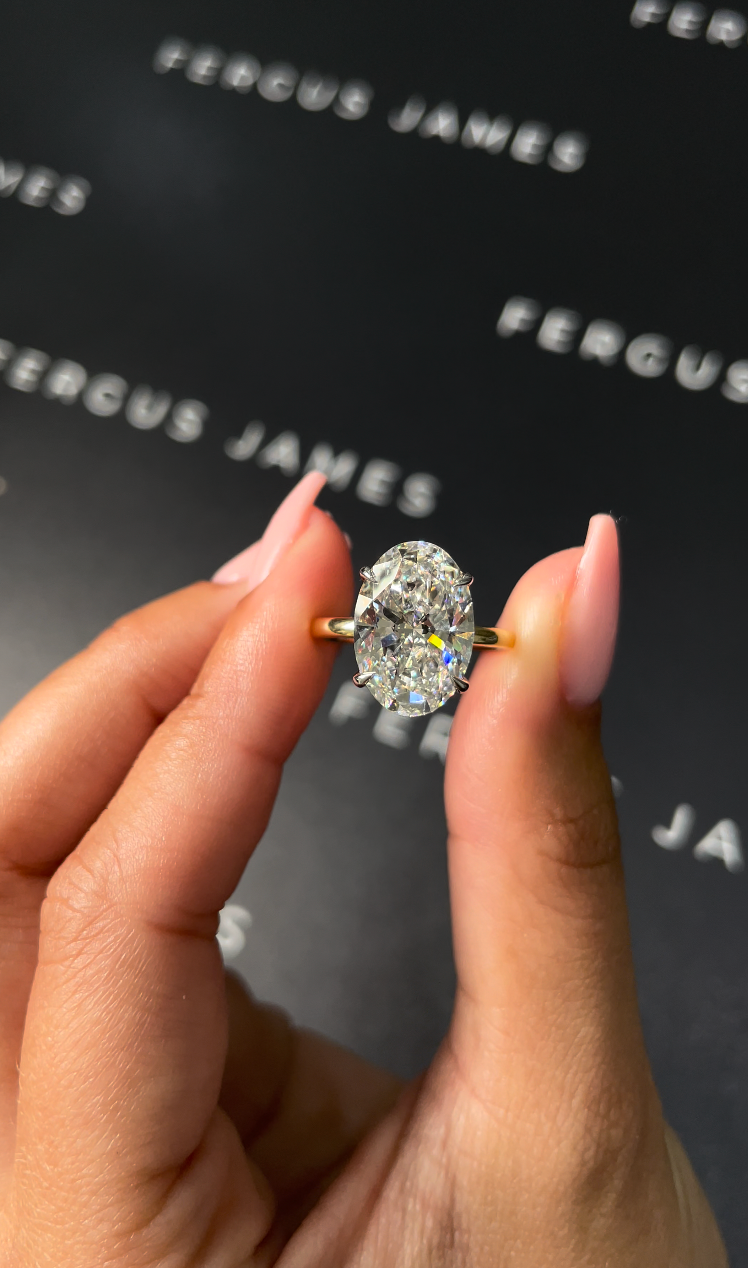 5 Carat Natural Solitaire Engagement Ring - Oval Diamond in 18k White Gold Setting