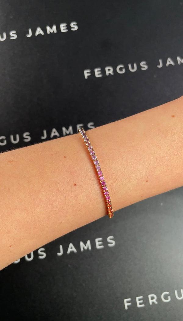 3 Carat Natural Rainbow Sapphire Tennis Bracelet