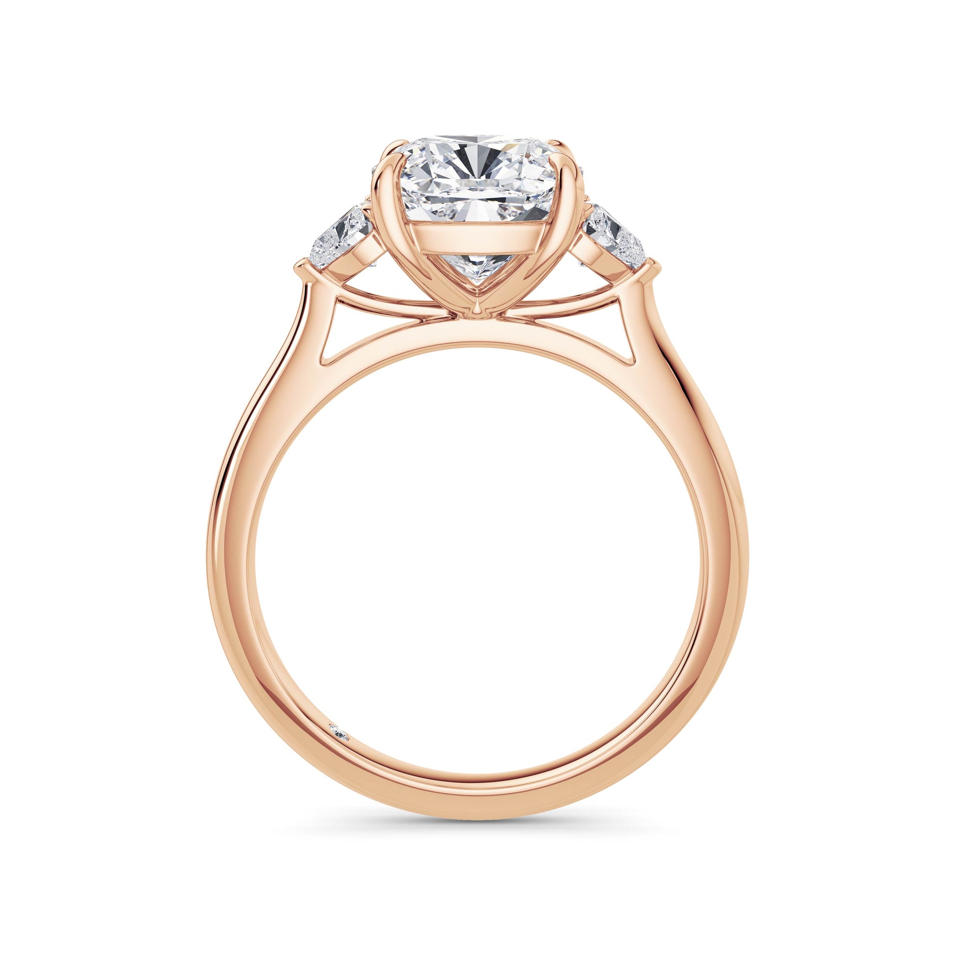 Sally 18k Rose Gold Cushion Trilogy