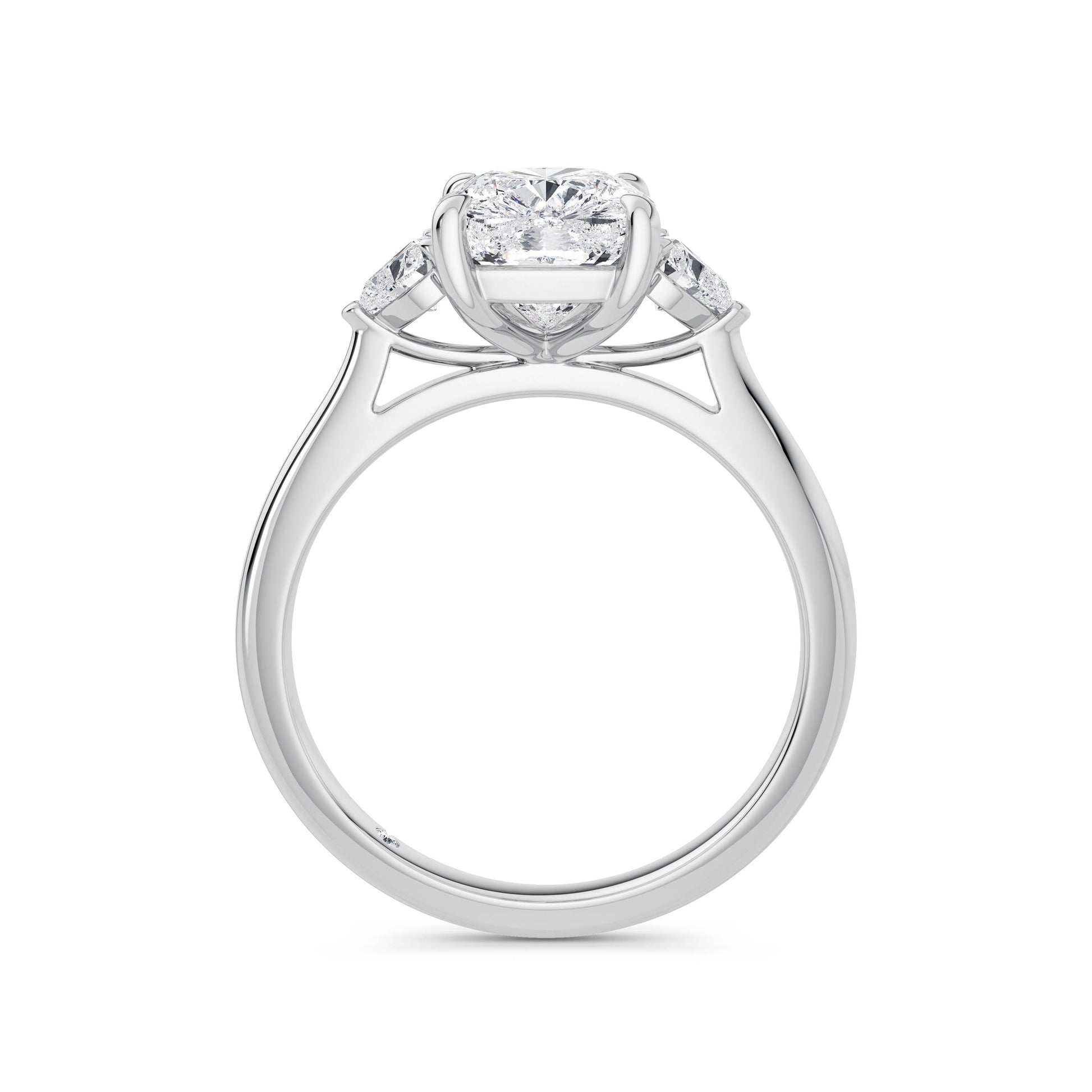 Sally 18k White Gold Elongated Cushion Trilogy