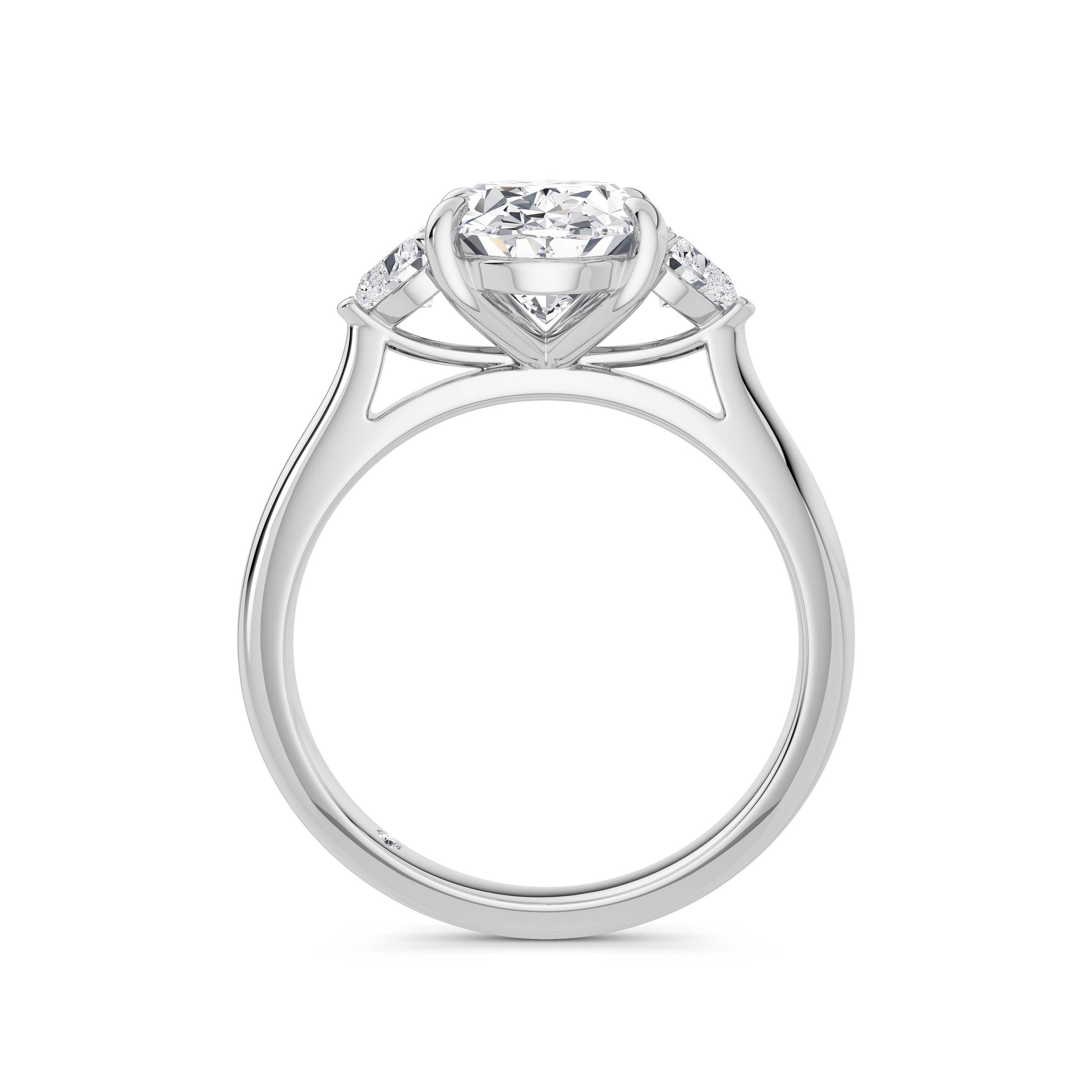 Sally 18k White Gold Oval Trilogy
