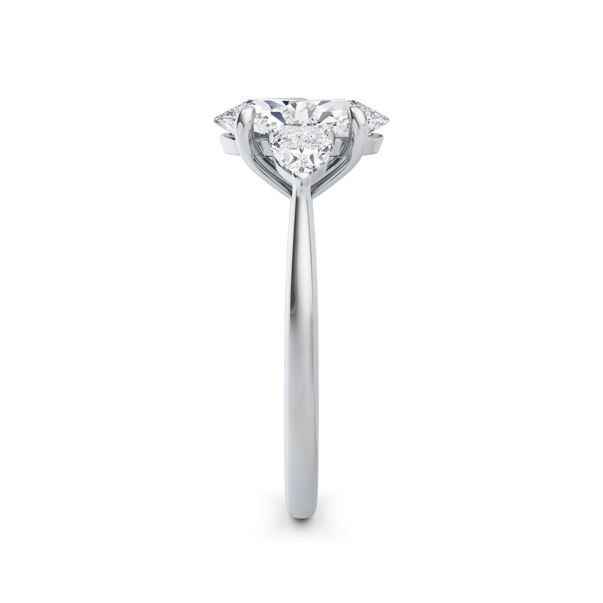 Sally 18k White Gold Oval Trilogy