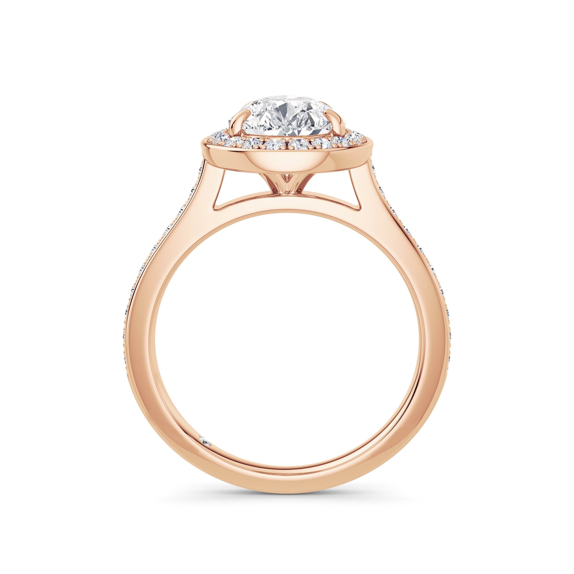 Sally 18k Rose Gold Pear Halo