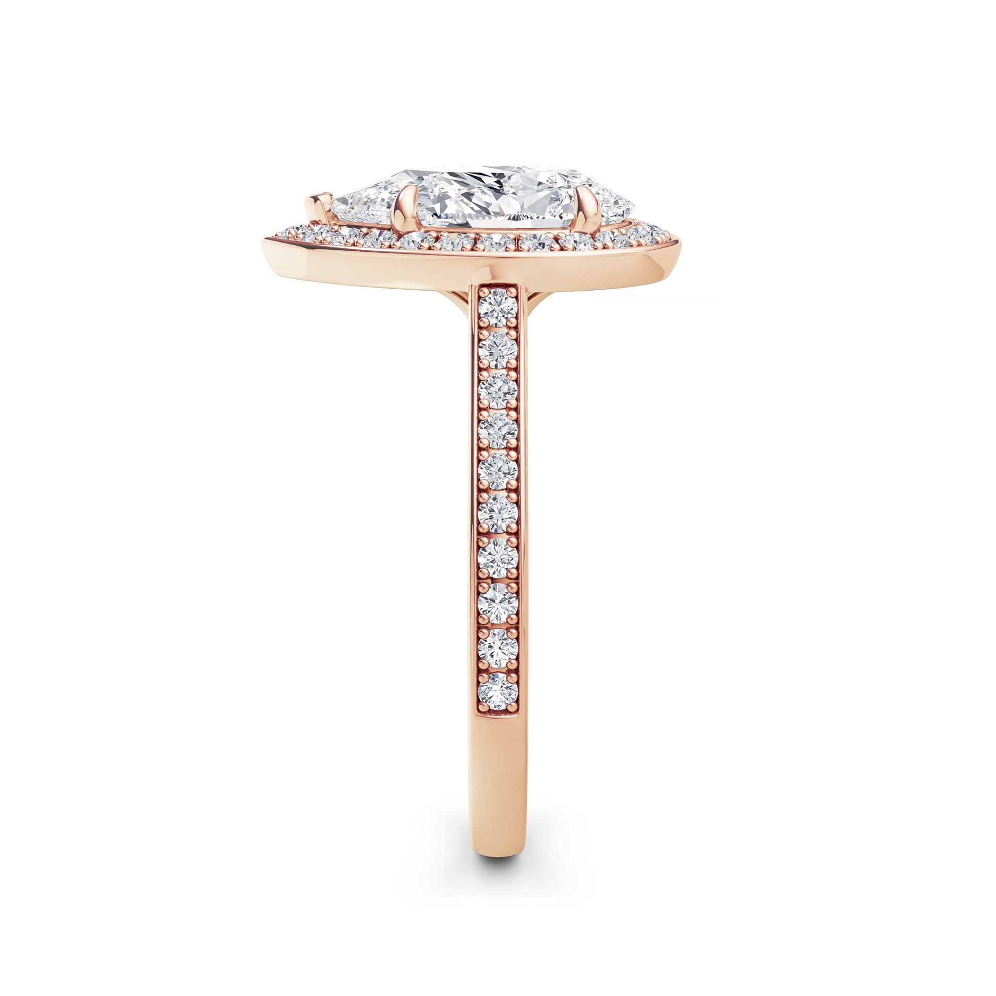Sally 18k Rose Gold Pear Halo