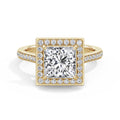 Sally 18k Yellow Gold Princess Halo