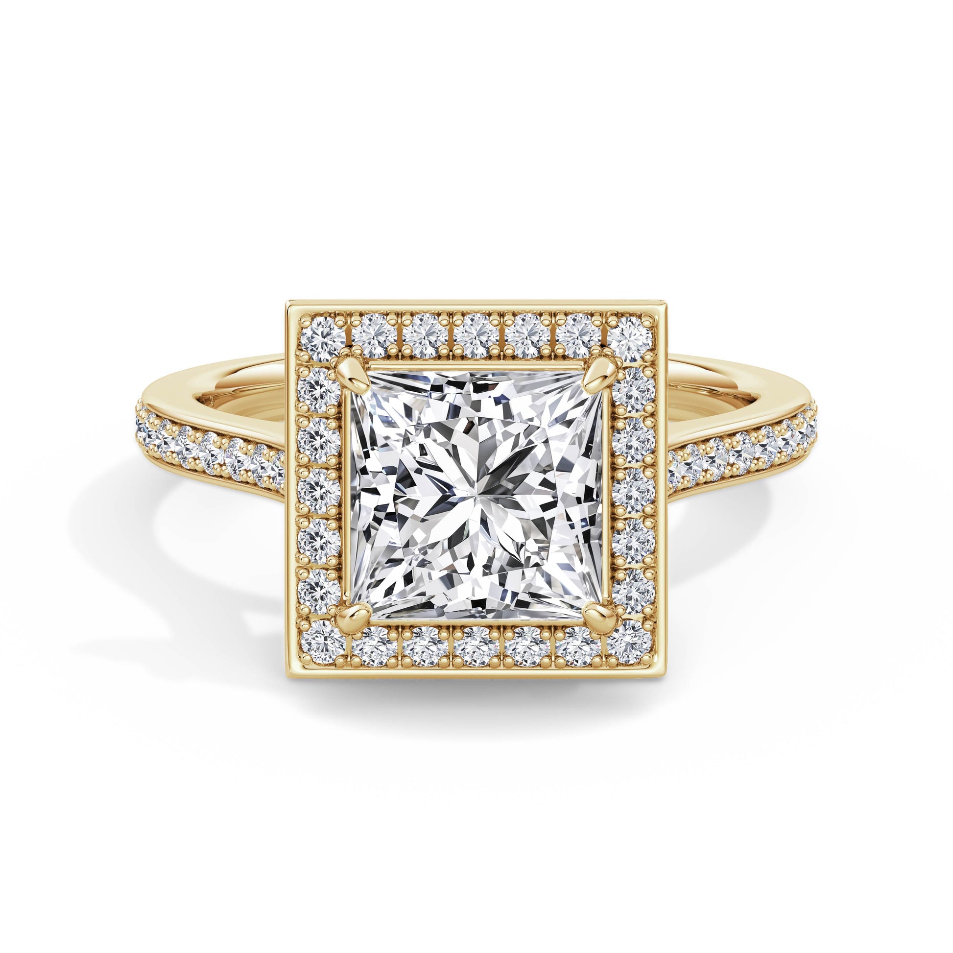 Sally 18k Yellow Gold Princess Halo