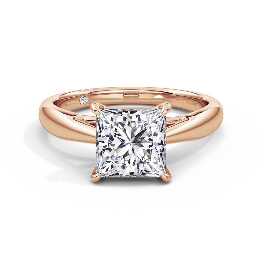 Sarah 18k Rose Gold Princess Solitaire