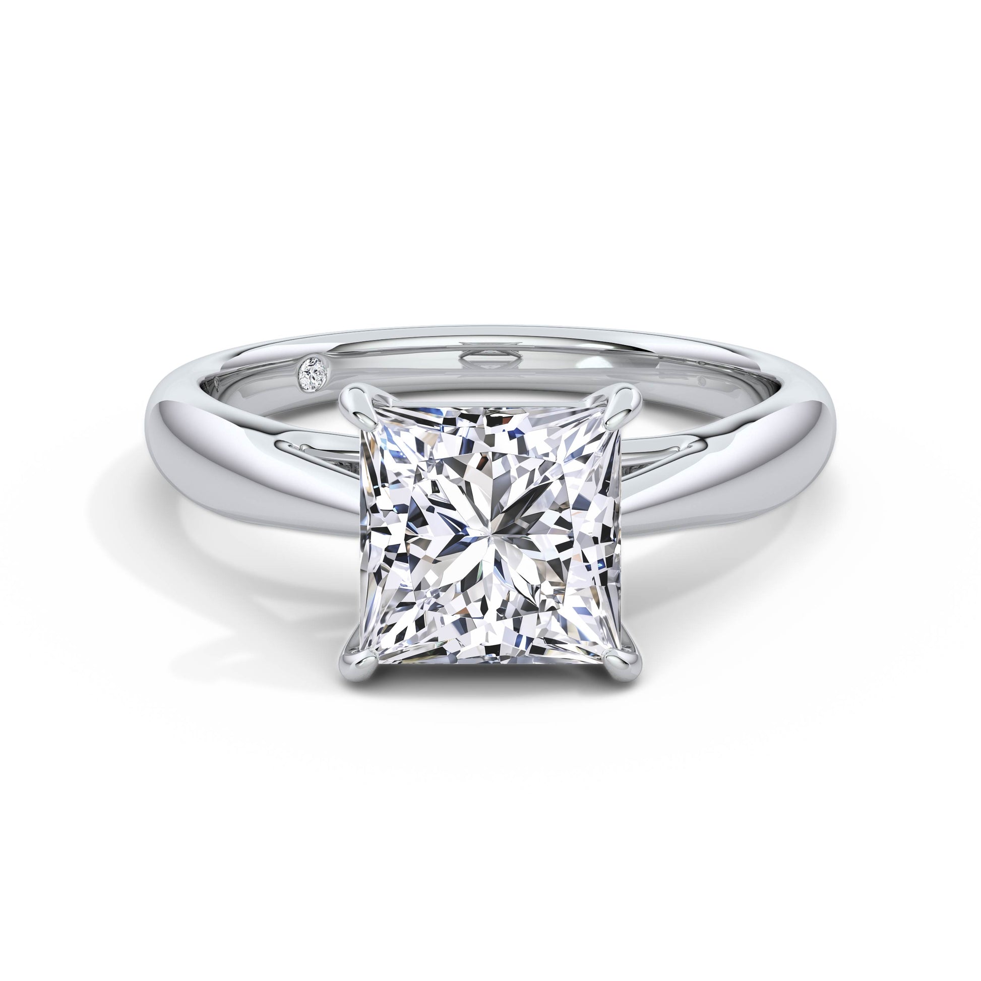 Sarah 18k White Gold Princess Solitaire