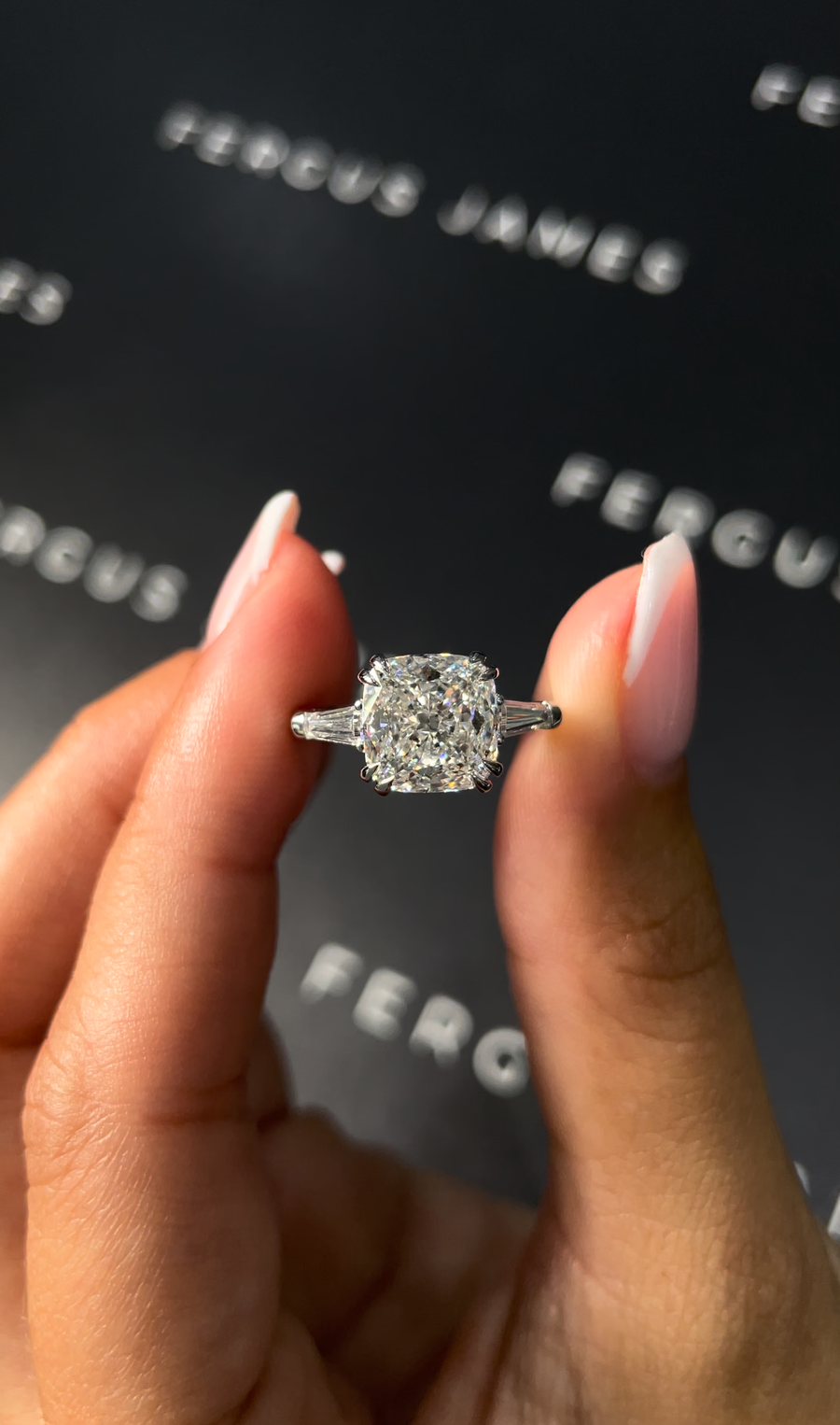 3 Carat Lab-Grown Trilogy Engagement Ring - Cushion Diamond