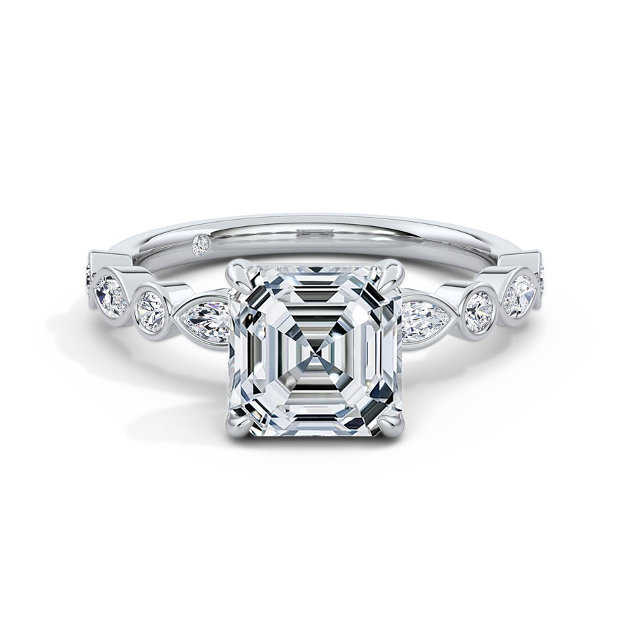 Sonia 18k White Gold Asscher Diamond Band
