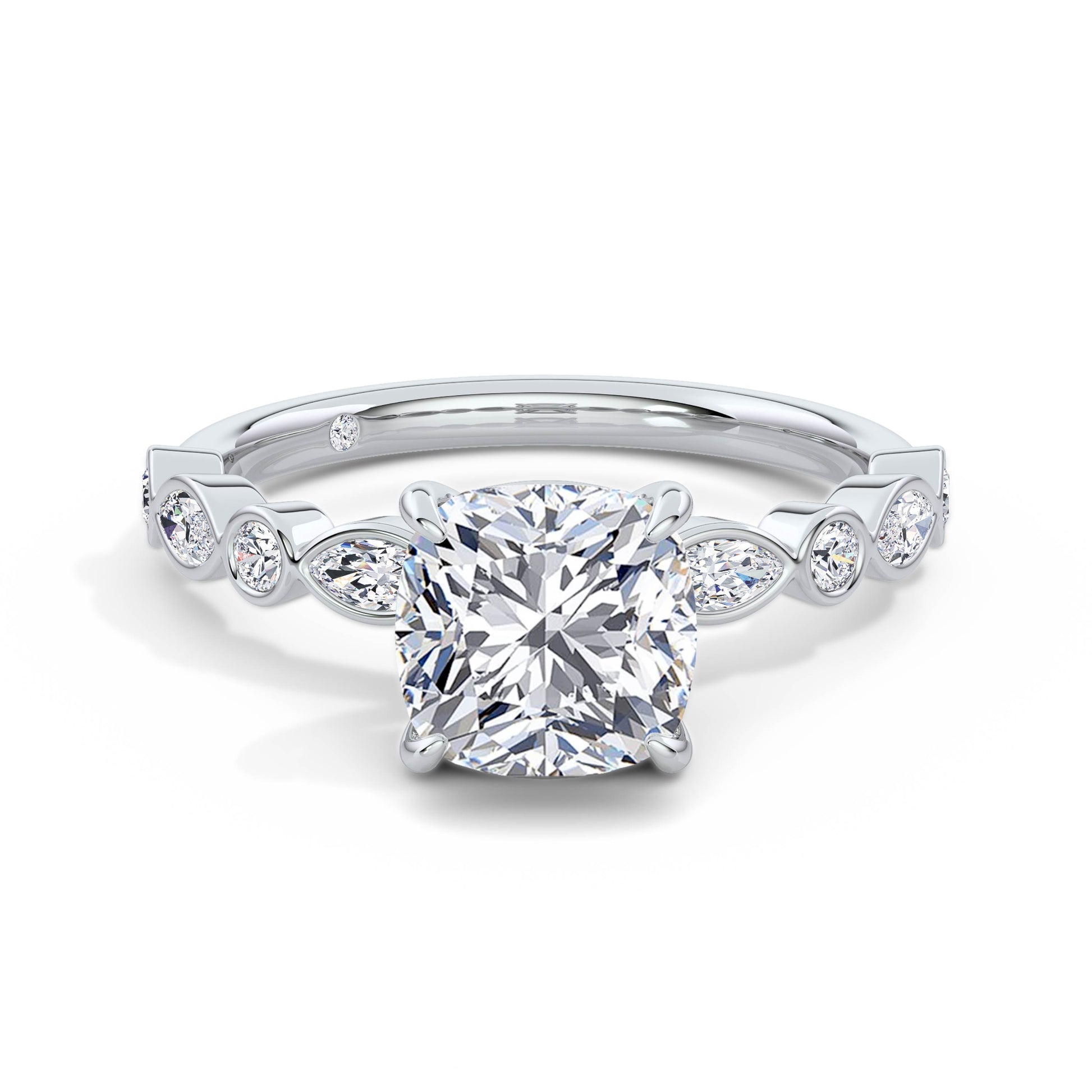 Sonia 18k White Gold Cushion Diamond Band
