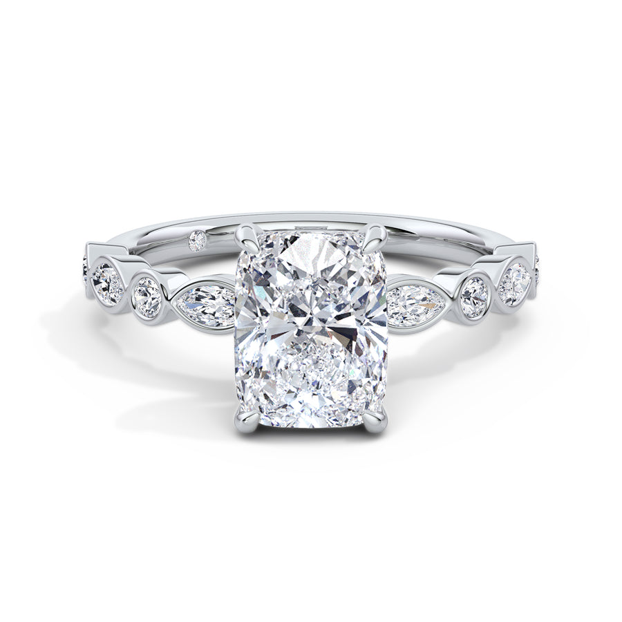 Sonia Platinum Elongated Cushion Diamond Band