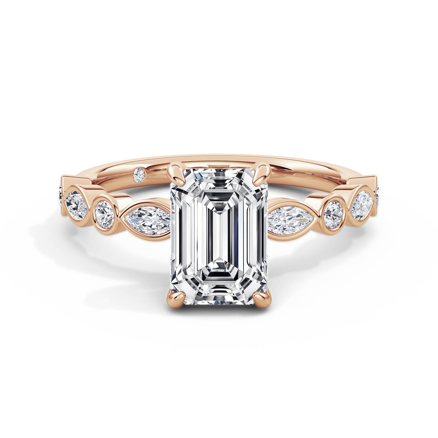 Sonia 18k Rose Gold Emerald Diamond Band