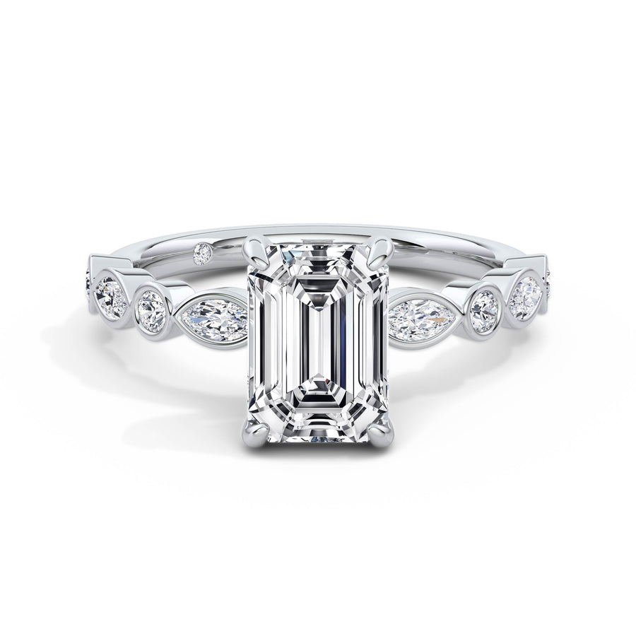 Sonia 18k White Gold Emerald Diamond Band