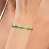 5CT COLOMBIAN EMERALD TENNIS BRACELET YELLOW GOLD