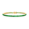 5CT COLOMBIAN EMERALD TENNIS BRACELET YELLOW GOLD