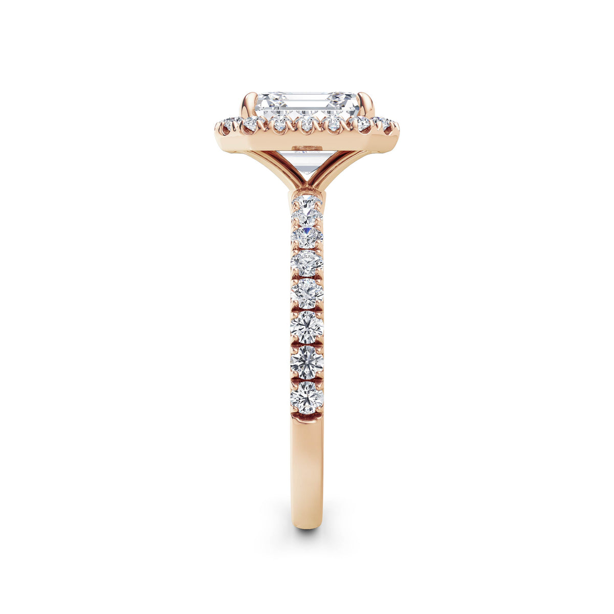 Veronica 18k Rose Gold Asscher Halo