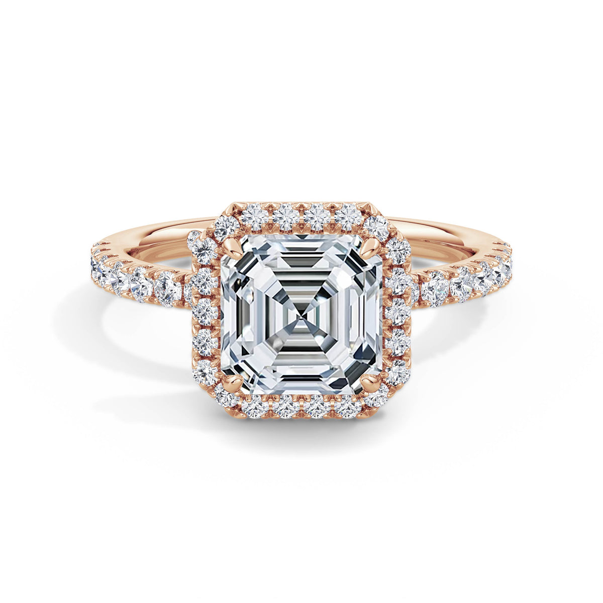 Veronica 18k Rose Gold Asscher Halo