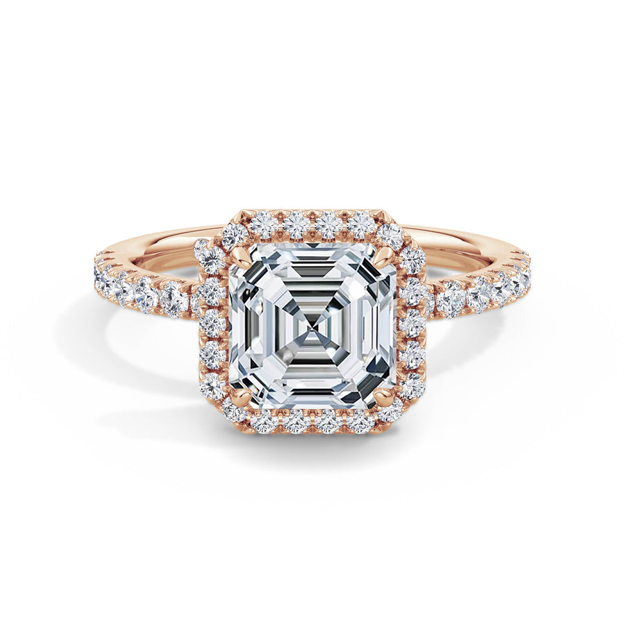 Veronica 18k Rose Gold Asscher Halo