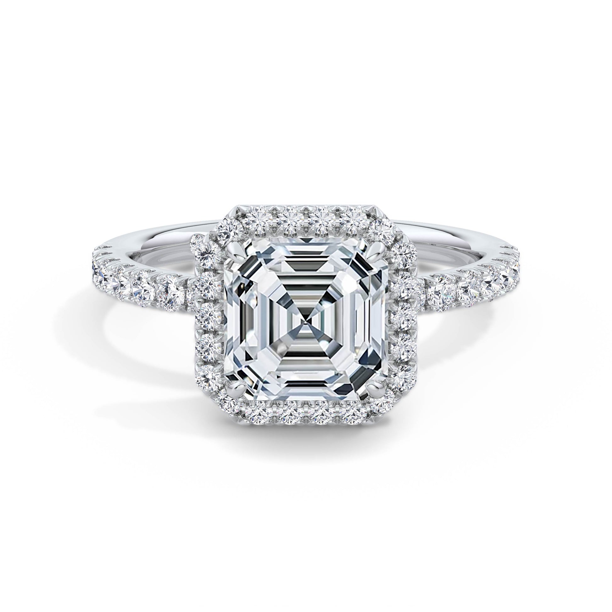 Veronica 18k White Gold Asscher Halo