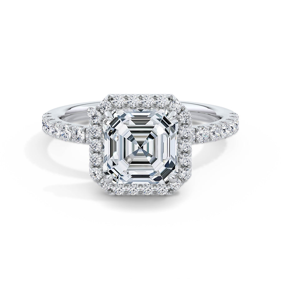 Veronica 18k White Gold Asscher Halo