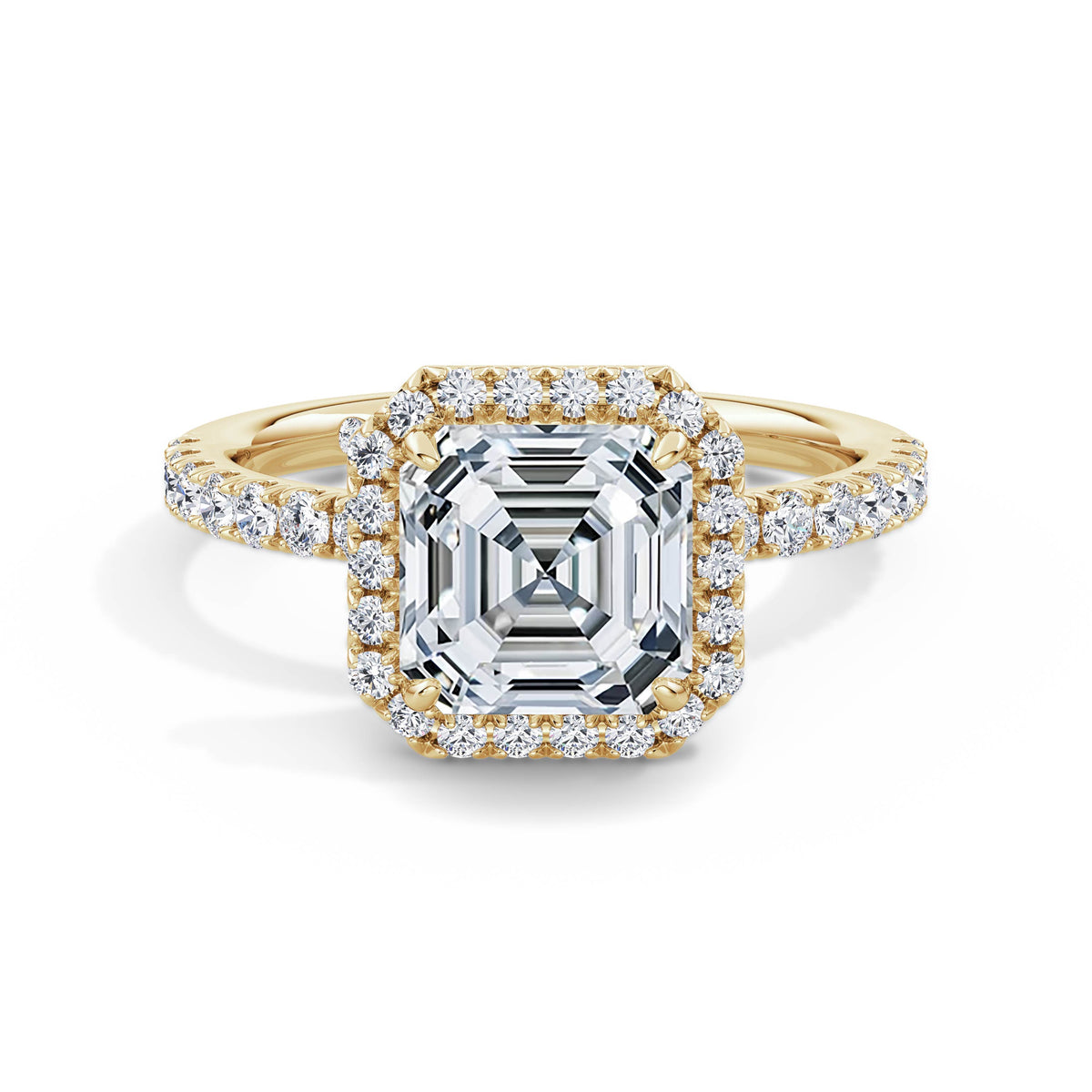 Veronica 18k Yellow Gold Asscher Halo