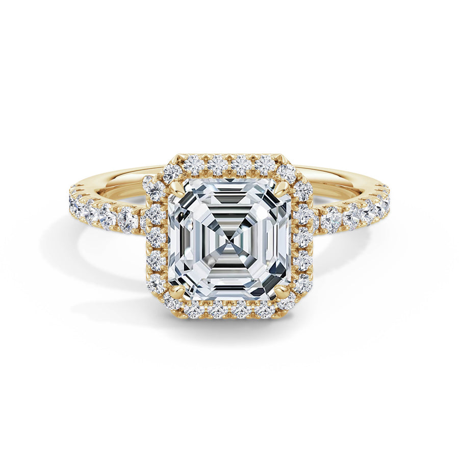 Veronica 18k Yellow Gold Asscher Halo