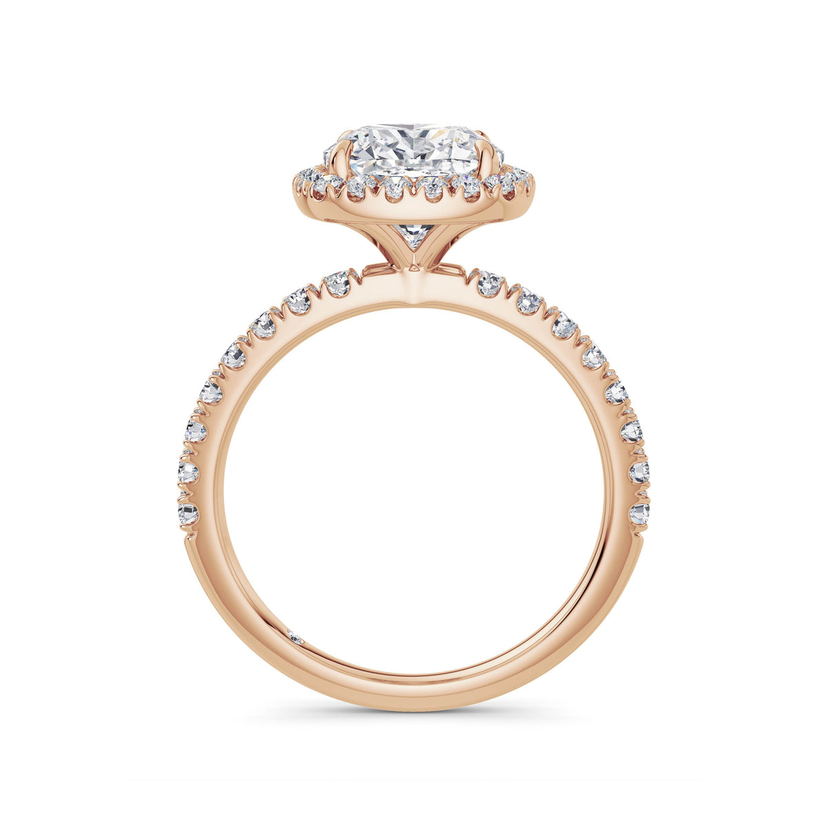 Veronica 18k Rose Gold Cushion Halo