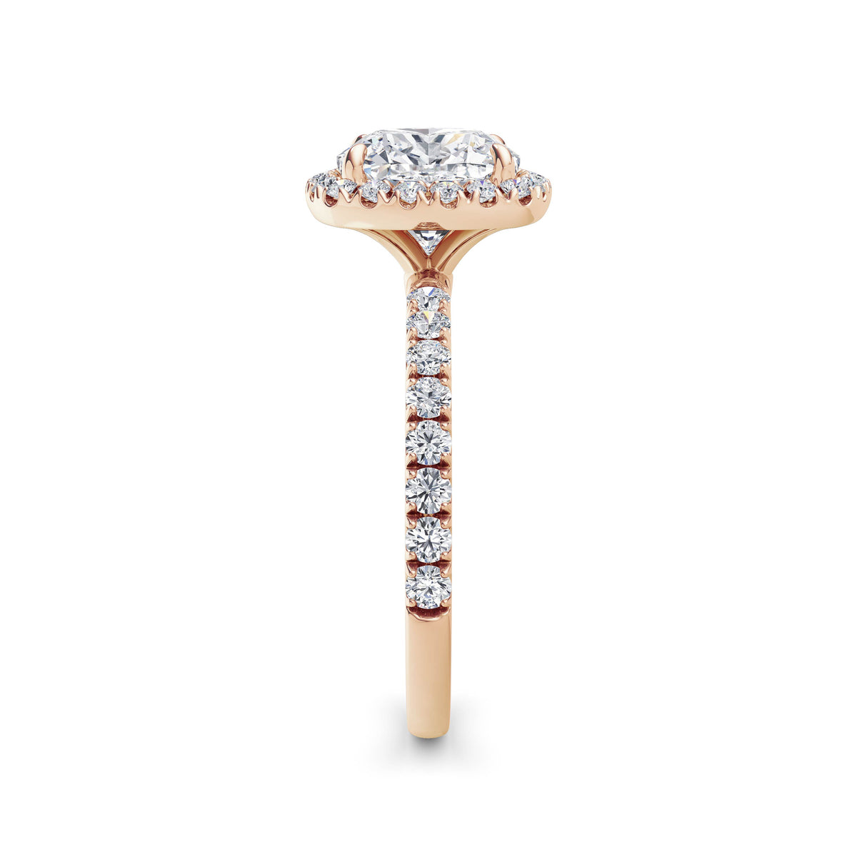 Veronica 18k Rose Gold Cushion Halo