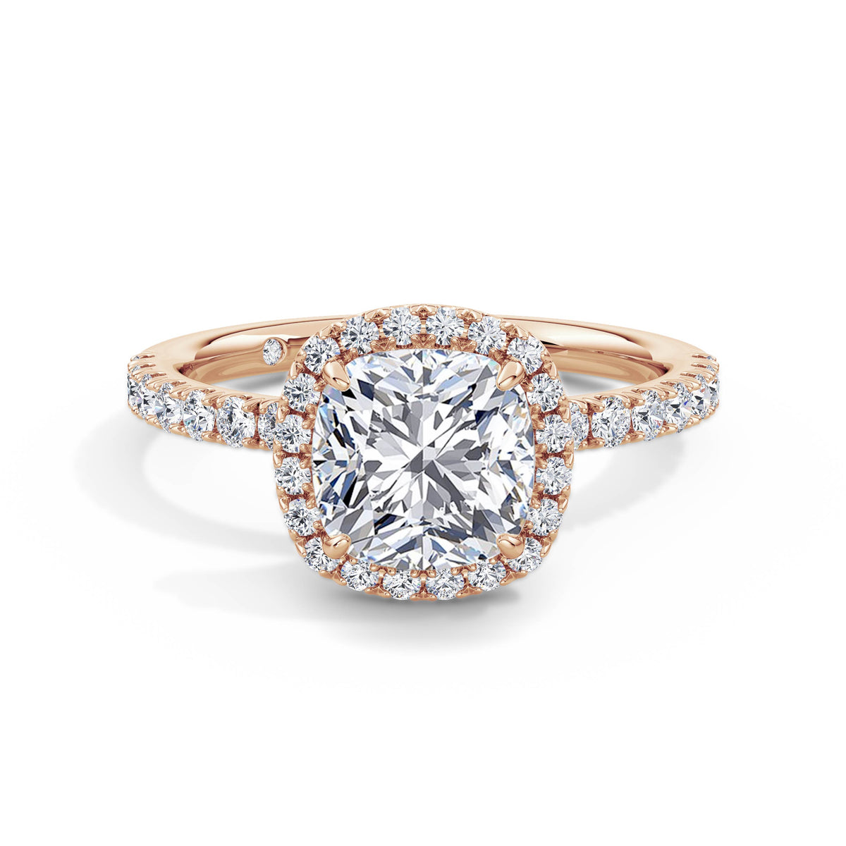 Veronica 18k Rose Gold Cushion Halo