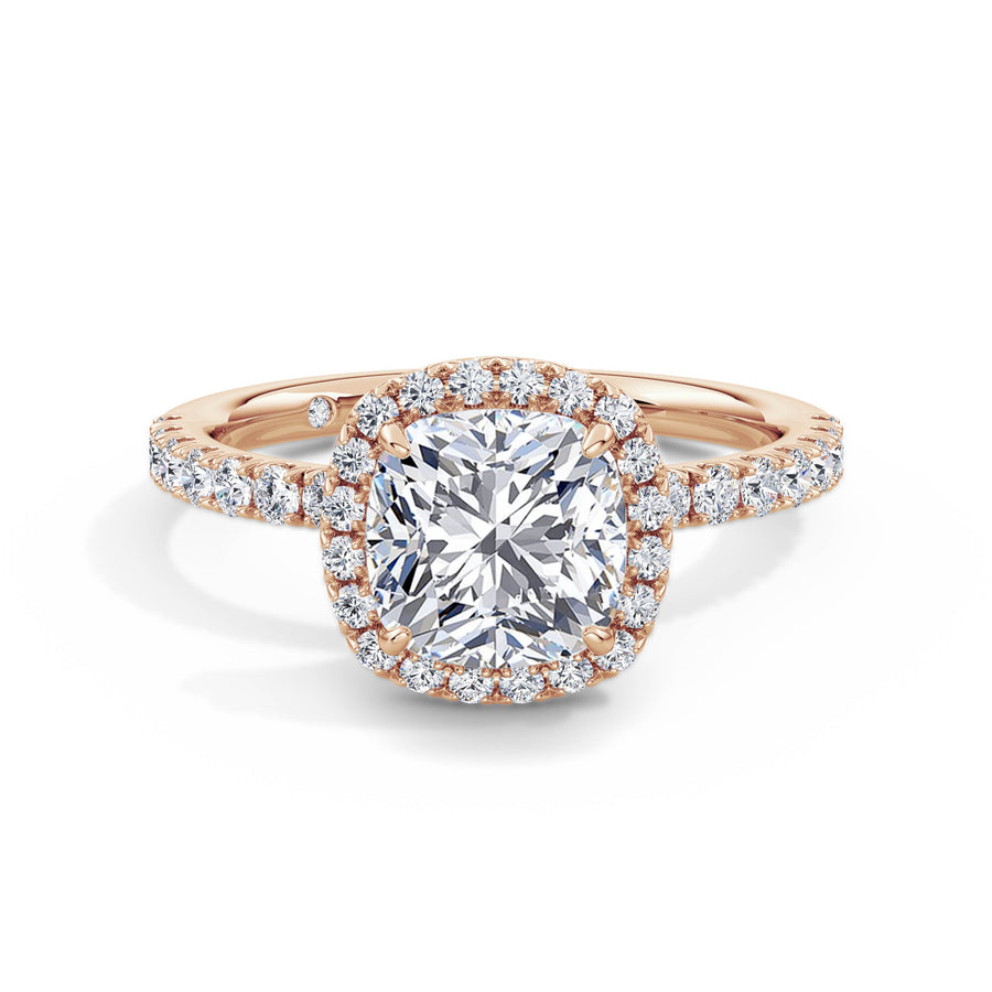 Veronica 18k Rose Gold Cushion Halo