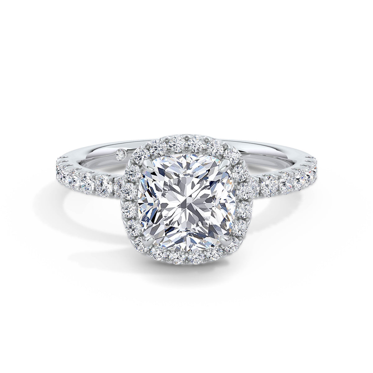 Veronica 18k White Gold Cushion Halo