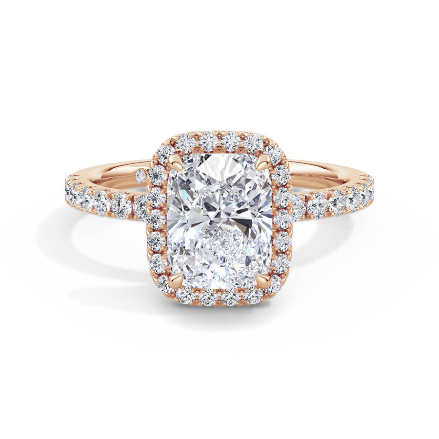 Veronica 18k Rose Gold Elongated Cushion Halo