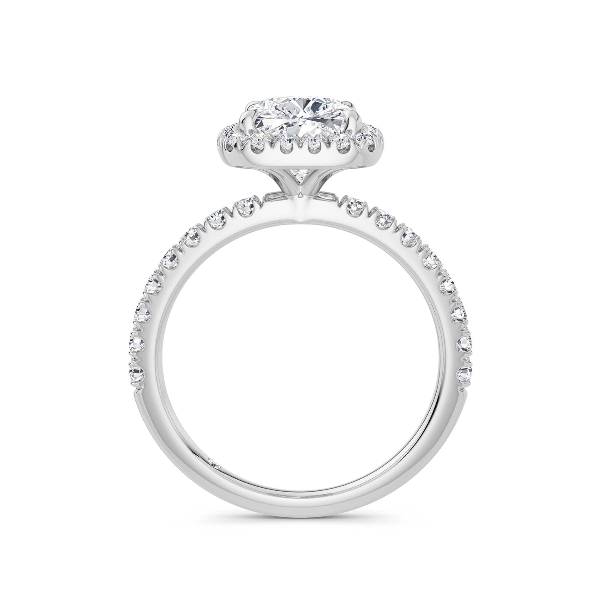 Veronica 18k White Gold Elongated Cushion Halo