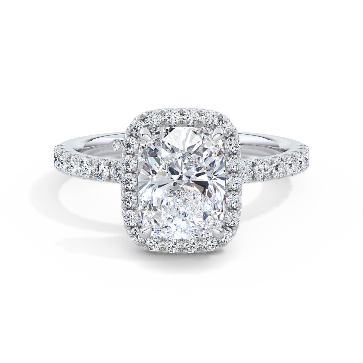 Veronica 18k White Gold Elongated Cushion Halo