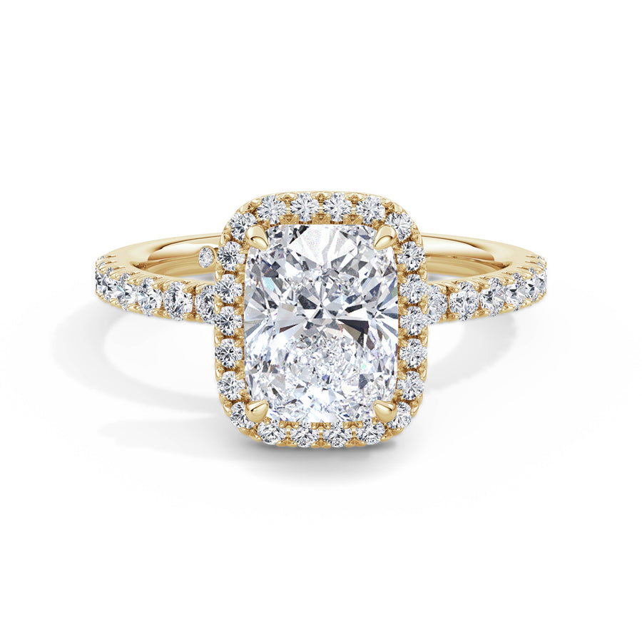 Veronica 18k Yellow Gold Elongated Cushion Halo