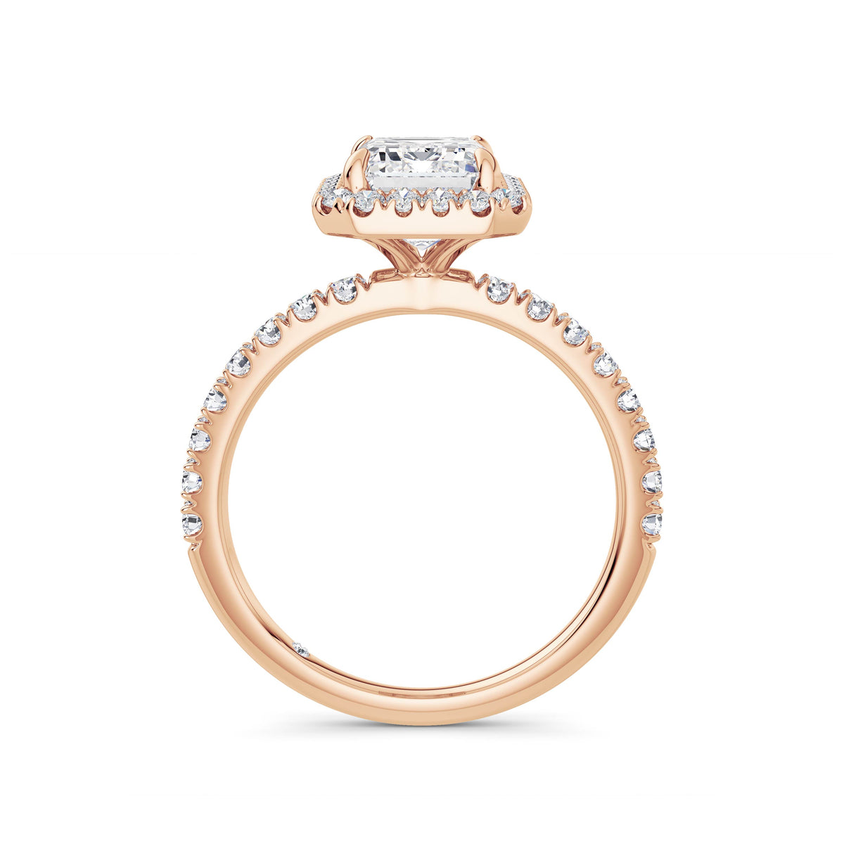 Veronica 18k Rose Gold Emerald Halo