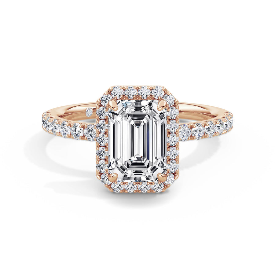 Veronica 18k Rose Gold Emerald Halo