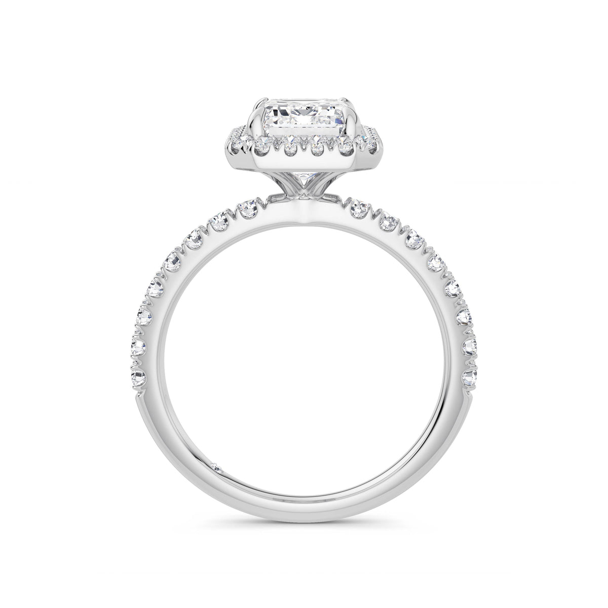 Veronica 18k White Gold Emerald Halo